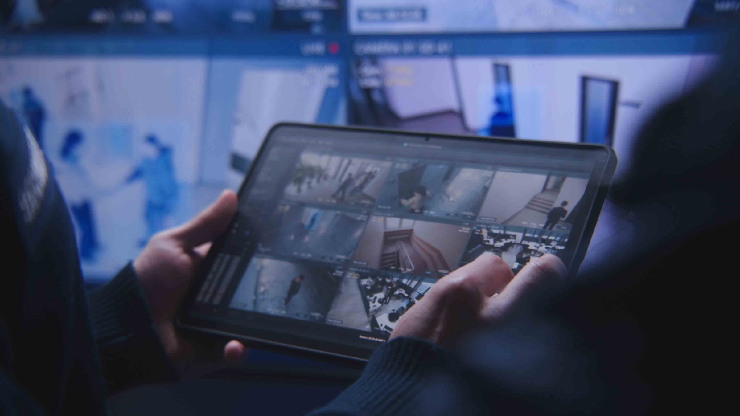 Technician reviewing system status on a tablet